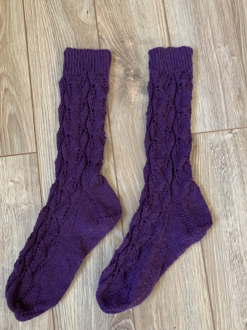 Third Times a Charm with Embossed Leaves Socks